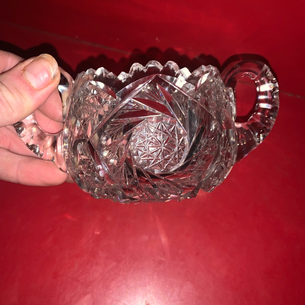 American Brilliant Period Cut Glass Sugar Bowl Beautiful